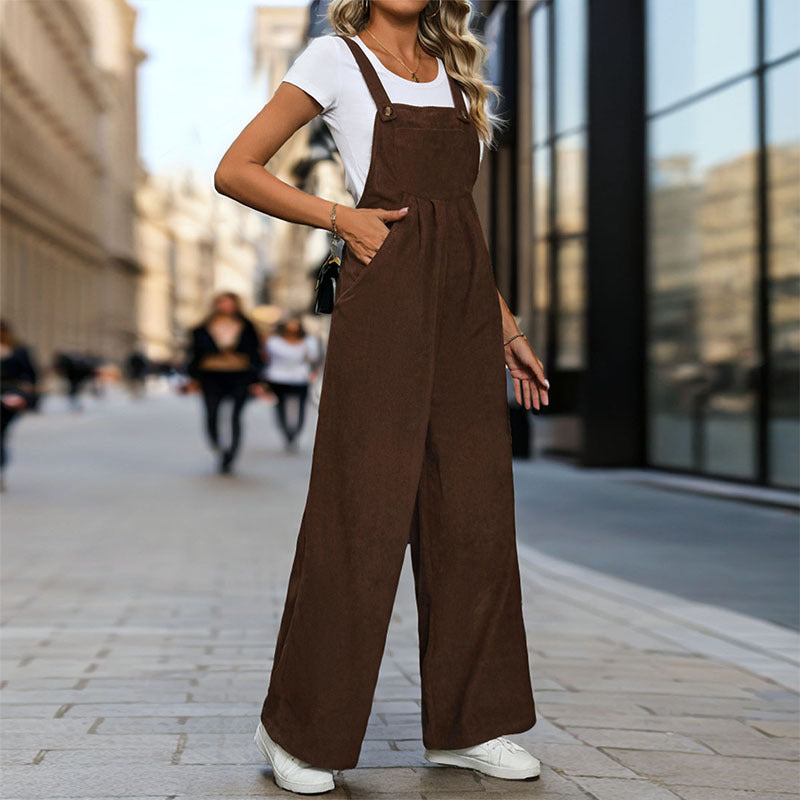 Damen Latzhose Weites Bein Hochwertiger Stoff Bequem Schwarz Eveloria - Eveloria