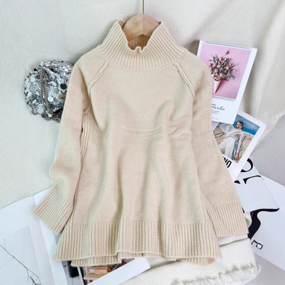 Damen Oversized Pullover Strukturiertem Stehkragen Grau Eveloria