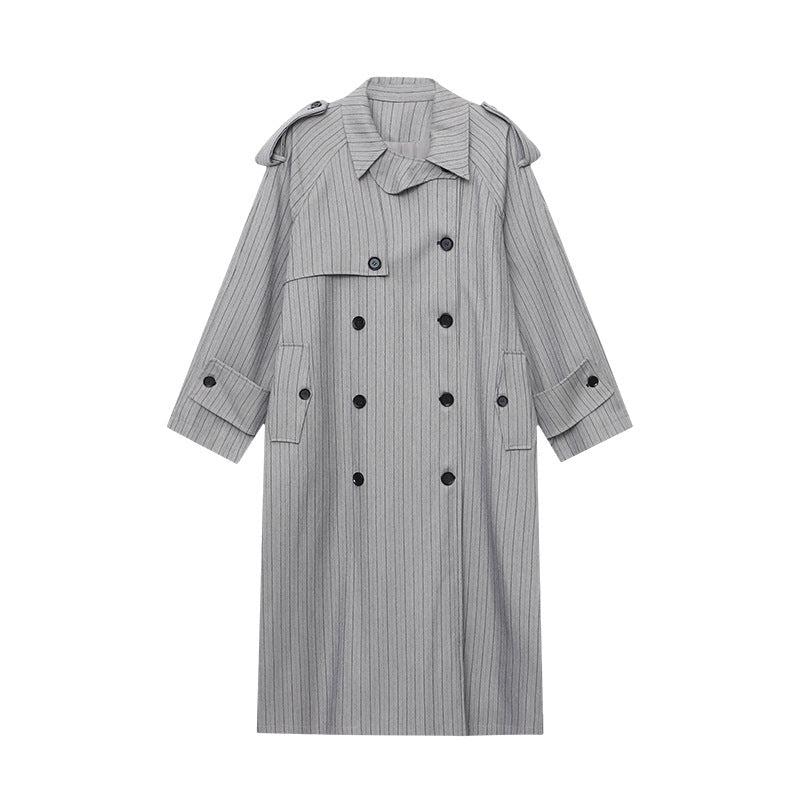 Damen Trenchcoat Streifen Modern Gürtel Eveloria