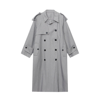 Damen Trenchcoat Streifen Modern Gürtel Eveloria