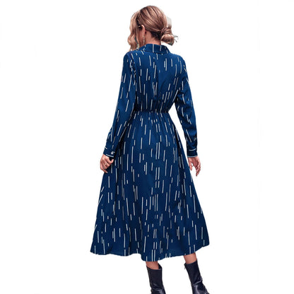 Damen Midi-Kleid Elastisch mit Kragen und Taillenband Eveloria