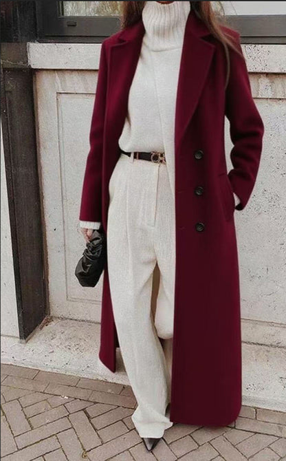 Damen Trenchcoat Jacke Lang Schnitt Gürtel Eveloria
