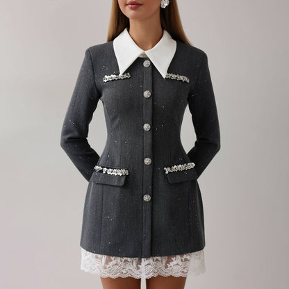 Damen Blazer-Kleid Figurbetont Dekorativ Eveloria