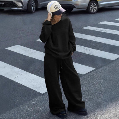 Damen Oversized Sweatshirt Set mit weiter Freizeithose Eveloria
