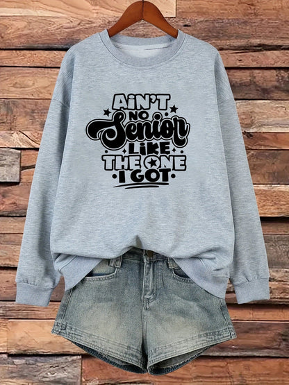 Damen Sweatshirt Lässiges Spruchdesign Grau Eveloria