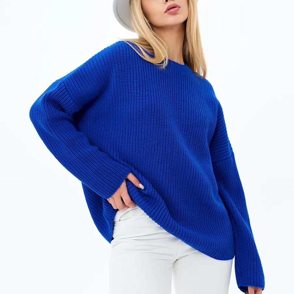Damen Grobstrickpullover Lockerer Pullover Strukturiertes Design