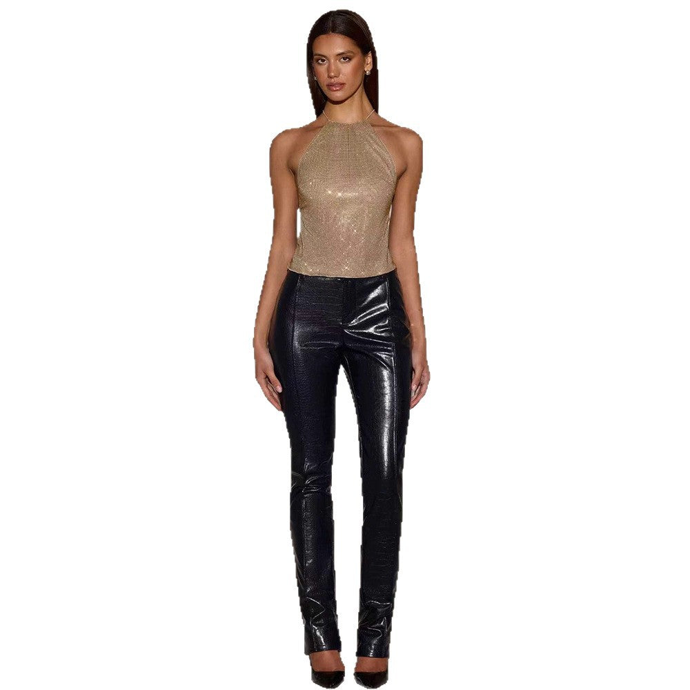 Damen Glitzer Slim Halter Funkel Akzente