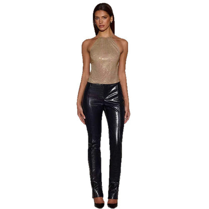 Damen Glitzer Slim Halter Funkel Akzente