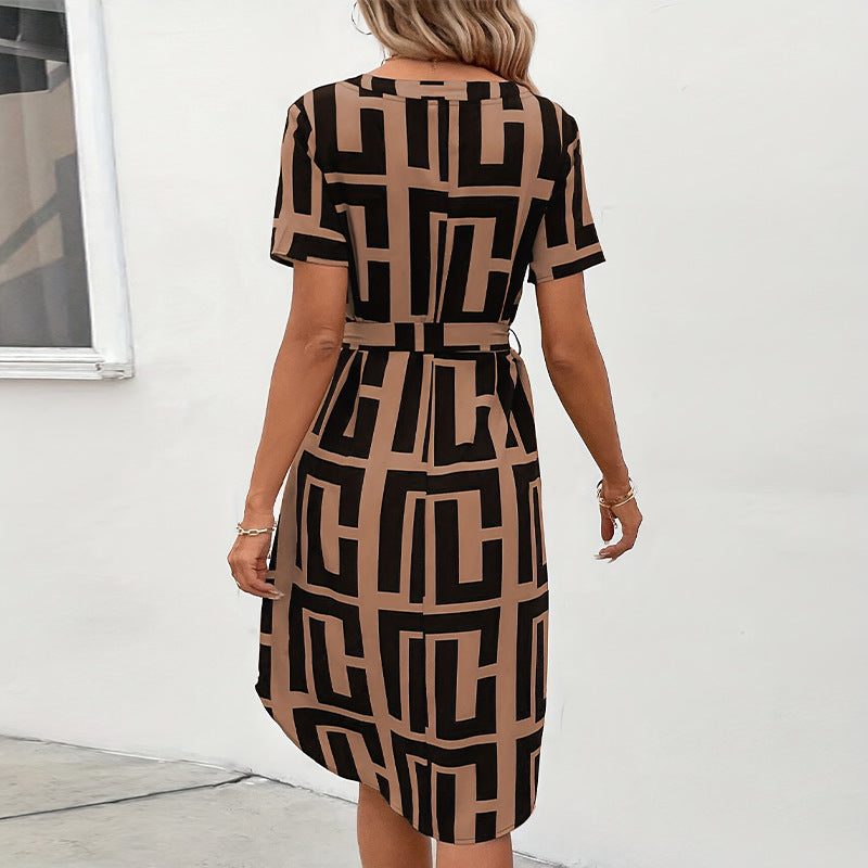 Damen Wickelkleid geometrisches Muster Eveloria