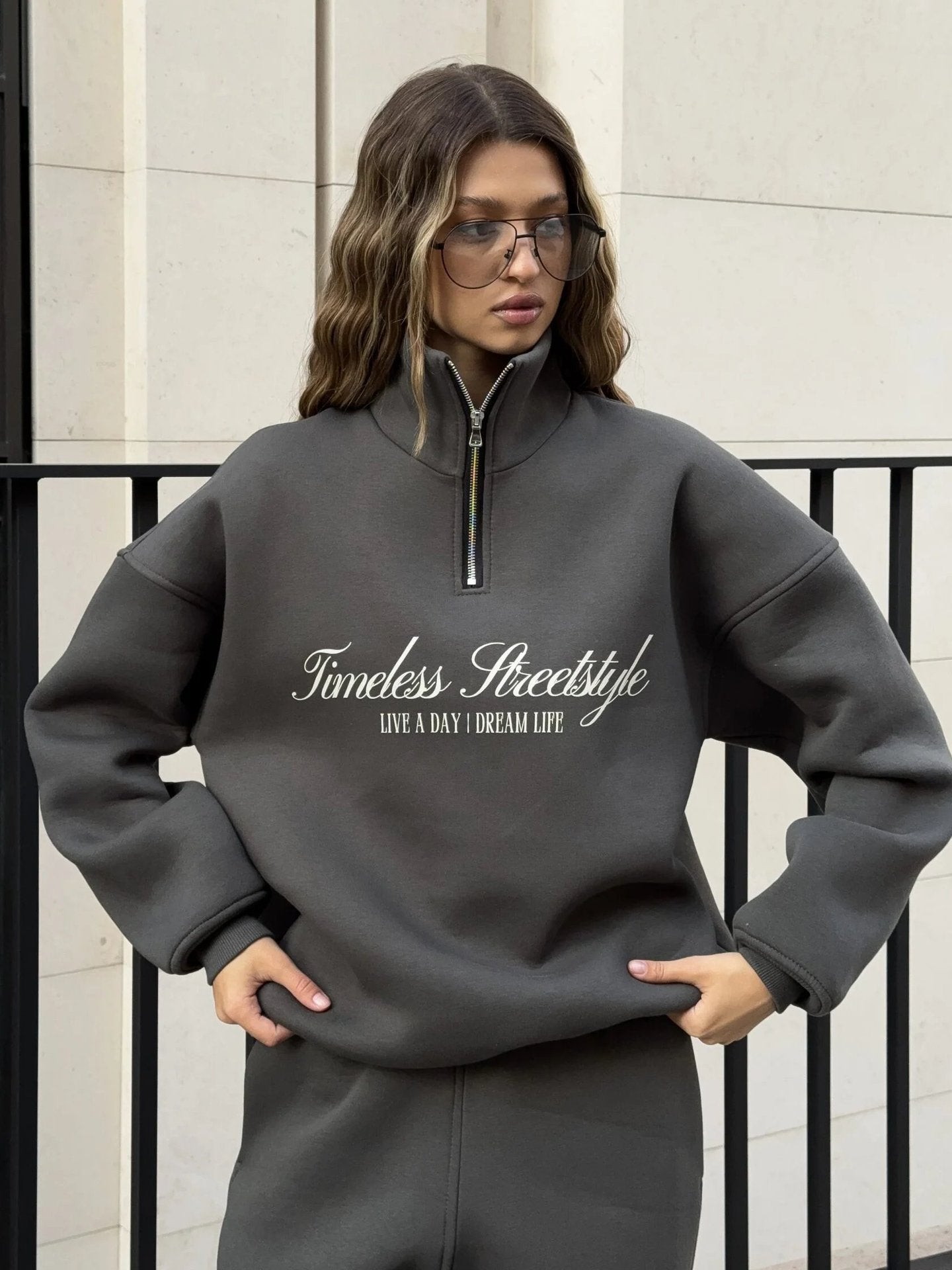 Damen Sweatshirt Hoher Kragen Eveloria