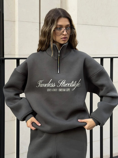 Damen Sweatshirt Hoher Kragen Eveloria