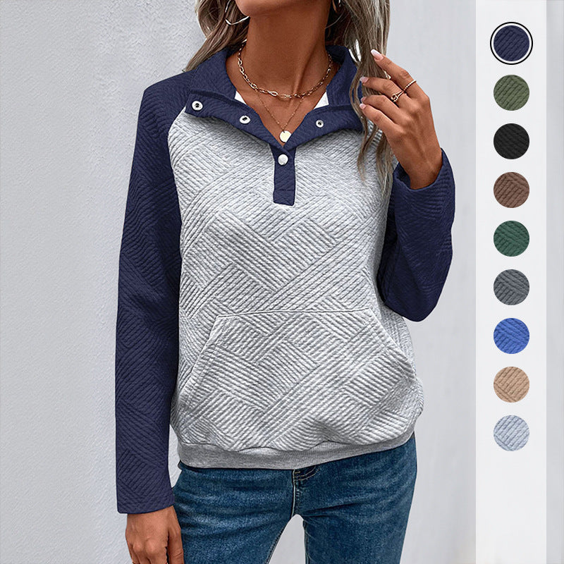 Damen Pullover Stehkragen Struktur Look Schwarz Eveloria - Eveloria