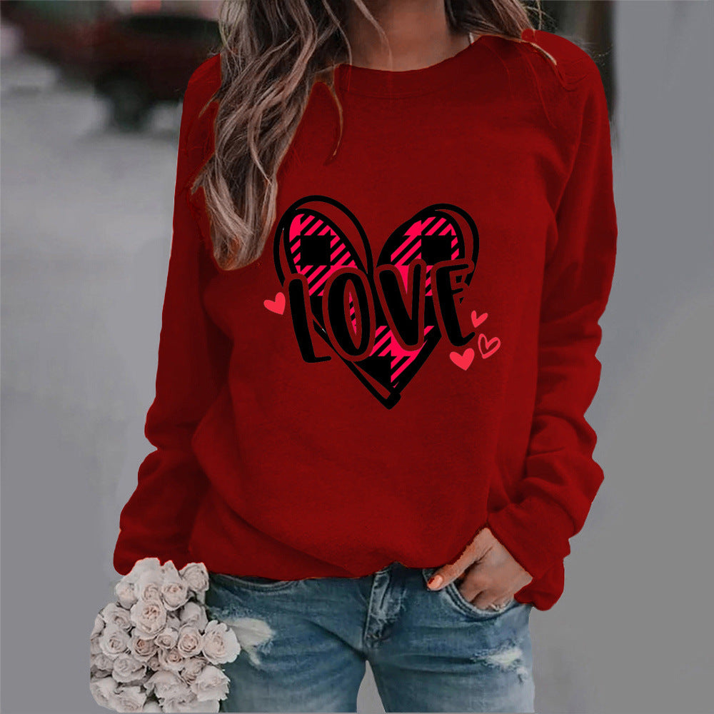 Damen Sweatshirt Herzdesign Lässig Grau Eveloria