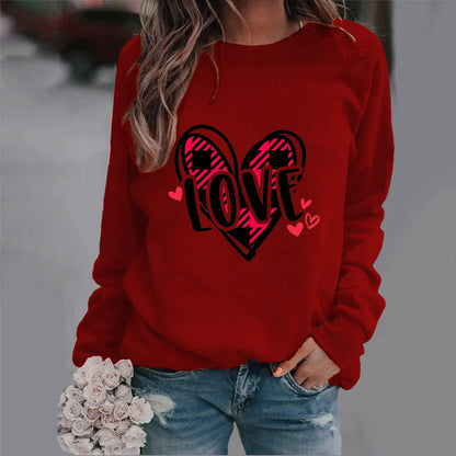 Damen Sweatshirt Herzdesign Lässig Grau Eveloria