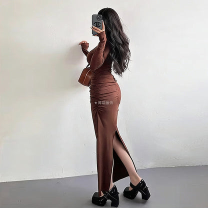 Damen Langarmkleid Eveloria Elegant Figurbetont