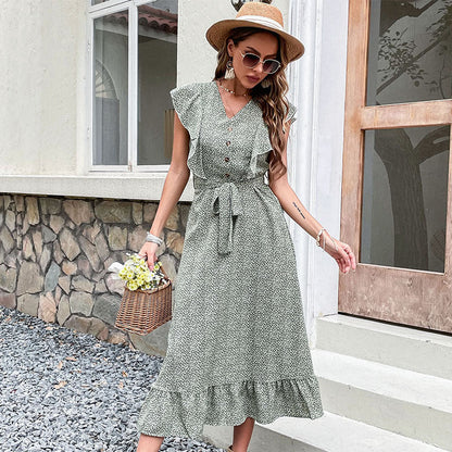 Damen Midi-Kleid Rüschendetails Taillierbar Eveloria