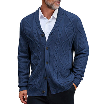 Herren Grobstrickjacke Elegantes Zopfmuster Warm Beige