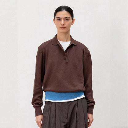 Damen Strickpullover Polokragen Kontrastbund Eveloria - Eveloria