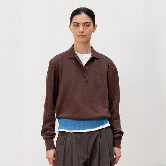 Damen Strickpullover Polokragen Kontrastbund Eveloria - Eveloria