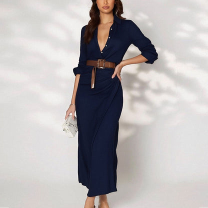 Damen Maxi-Kleid V-Ausschnitt Tailliert Eveloria