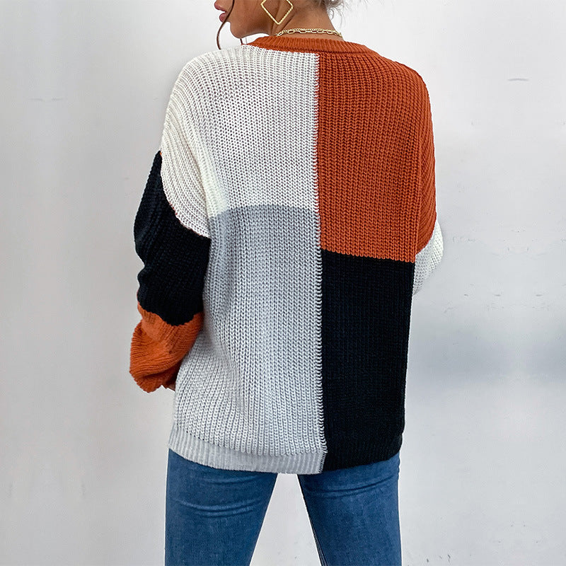 Damen Pullover Blockstreifen-Design Modern Eveloria