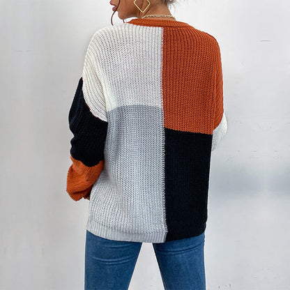 Damen Pullover Blockstreifen-Design Modern Eveloria