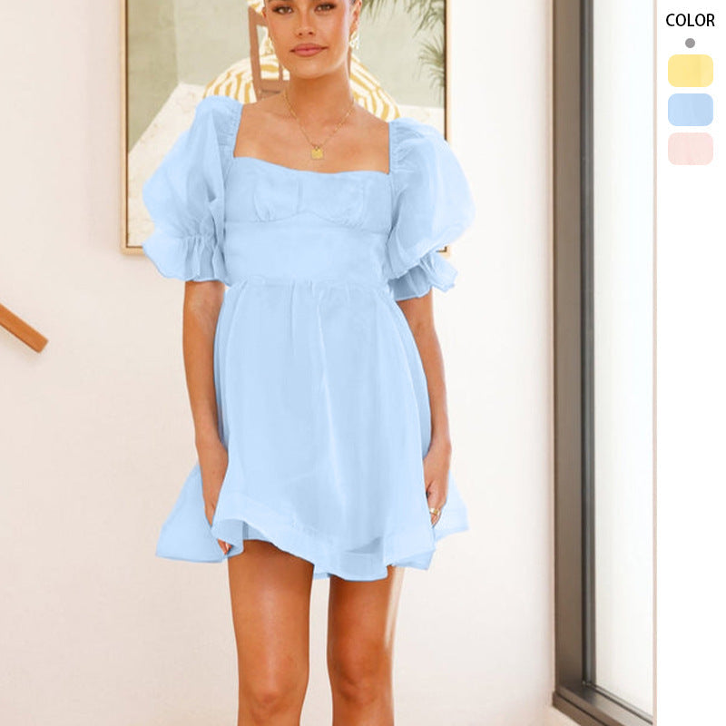 Damen Minikleid Puffärmel Sommerlich Eveloria - Eveloria