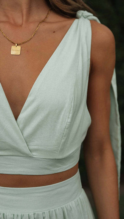 Damen Zweiteiliges Set Crop- und fließender Rock Eveloria