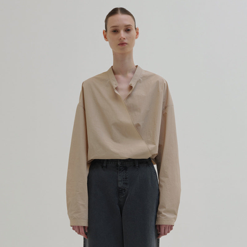 Damen Asymmetrische Bluse Minimalistisch Eveloria