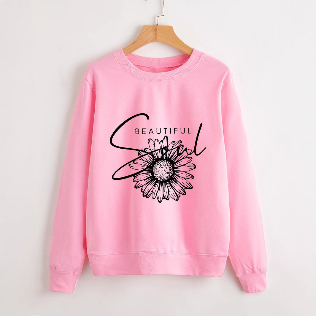 Damen Sweatshirt Floralmuster Mit Schriftzug Eveloria - Eveloria