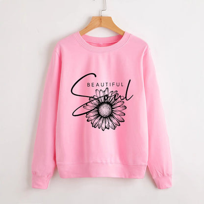 Damen Sweatshirt Floralmuster Mit Schriftzug Eveloria - Eveloria