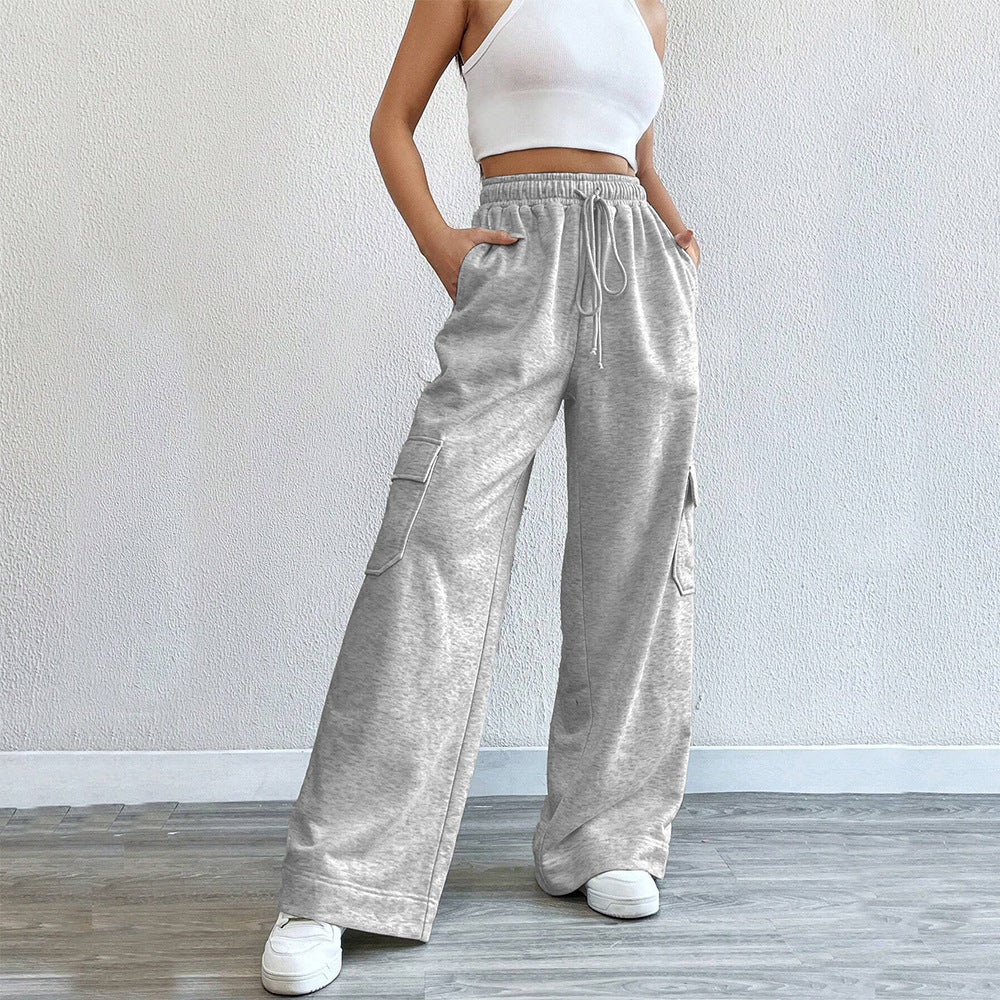 Damen Cargo-Hose Weite Bein Elastischer Bund Eveloria