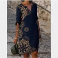Damen Kleid mit V-Ausschnitt Florales Muster Eveloria