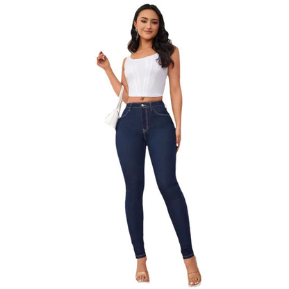 Damen High-Waist Jeansleggings Figurbetont Eveloria