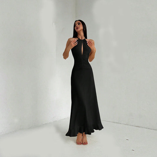Eveloria Damen Maxikleid Schlüssel-Ausschnitt Fließender Saum - Eveloria