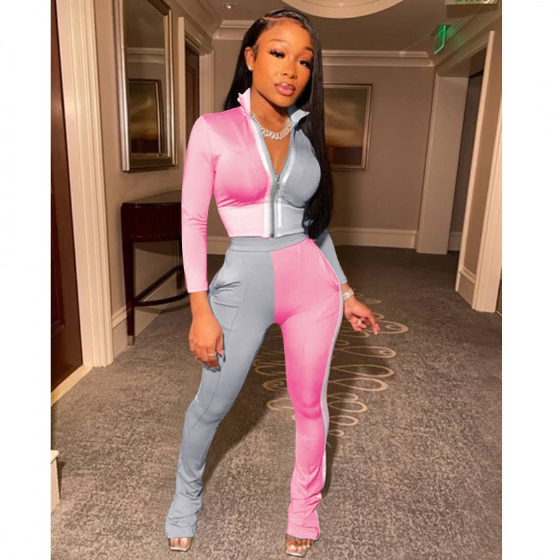 Damen Jumpsuit Hochkragen Elegant Seitenschlitze Eveloria