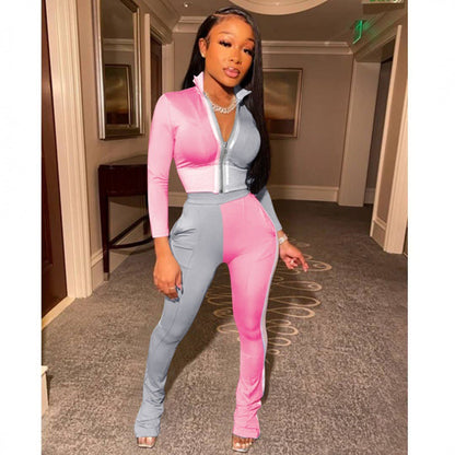 Damen Jumpsuit Hochkragen Elegant Seitenschlitze Eveloria