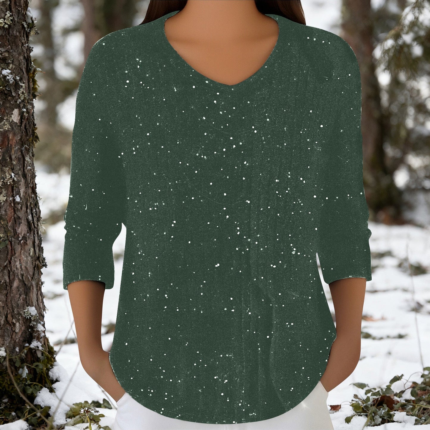 Damen Langarmshirt V-Ausschnitt Eveloria