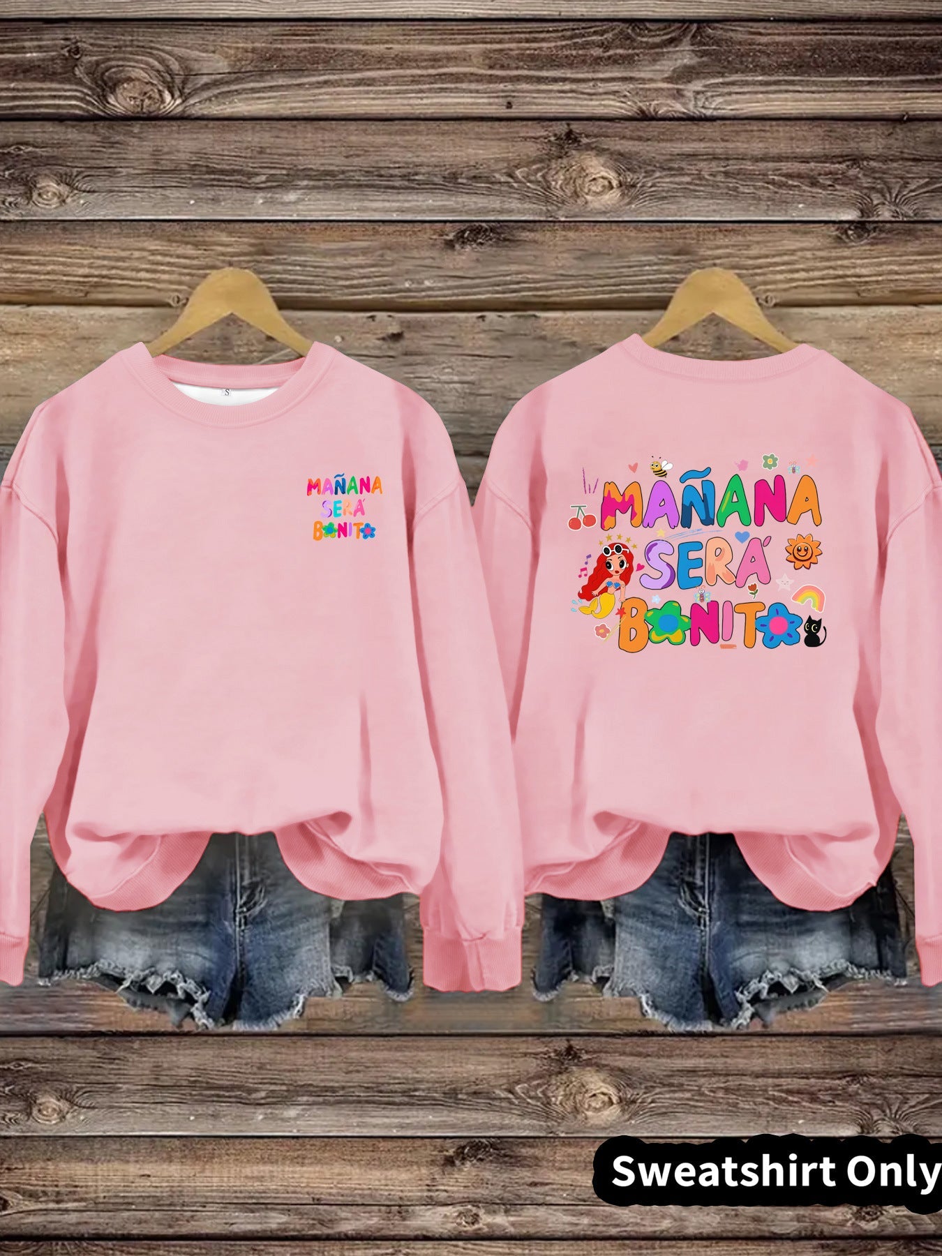 Damen Sweatshirt Verspielter Aufdruck Lässiger Schnitt Grau