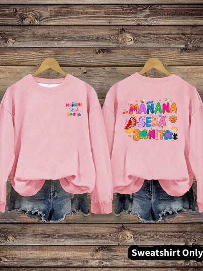 Damen Sweatshirt Verspielter Aufdruck Lässiger Schnitt Grau