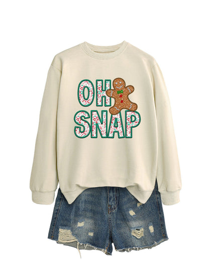 Damen Sweatshirt Lebkuchenmann Motiv Funckelnder Schriftzug Grau