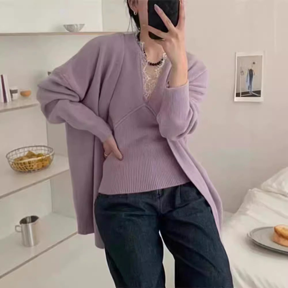 Damen Strickjacke Weit Schnitt Komfortabel Eveloria