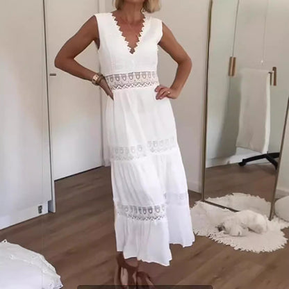 Damen Maxikleid Spitze Tiefes Rückendesign