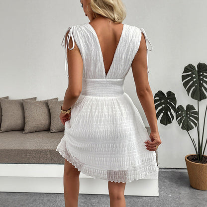 Damen Wickelkleid Elastisch Dekorative Träger Eveloria