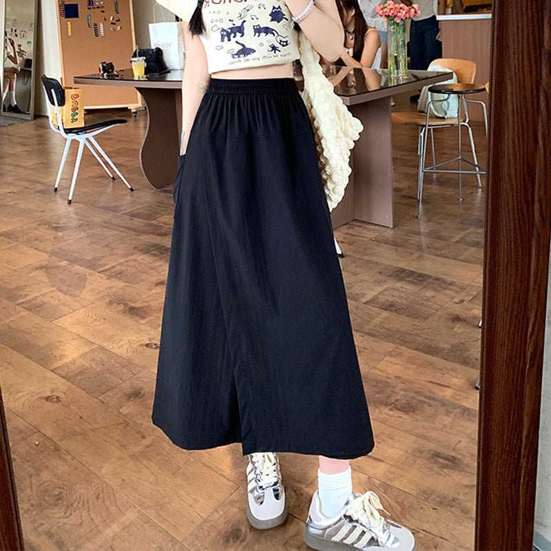 Damen Sommerrock Weit mit hoher Taille und Taschen