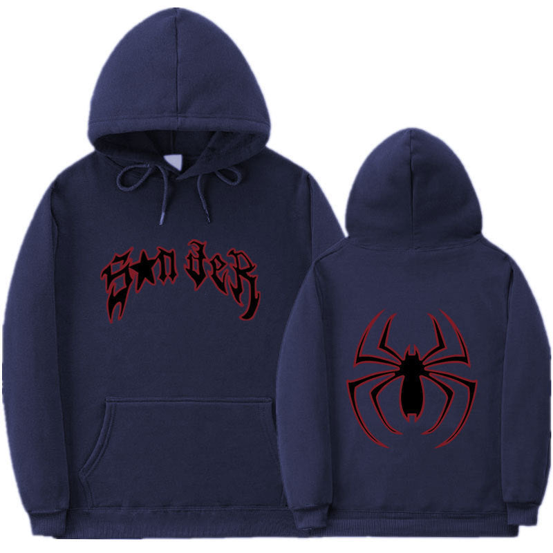 Damen Kapuzenpullover Spinnenmotiv Grobdruck Eveloria
