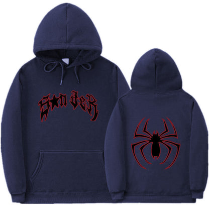 Damen Kapuzenpullover Spinnenmotiv Grobdruck Eveloria