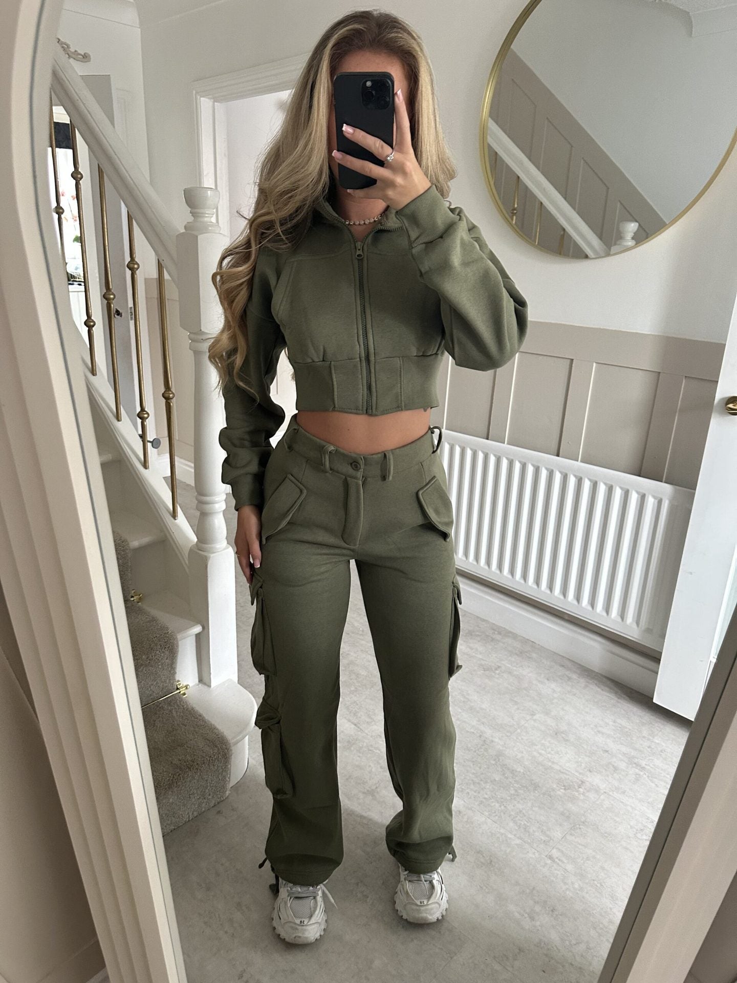 Damen Freizeit-Set Cropped mit Reißverschluss und Taschen
