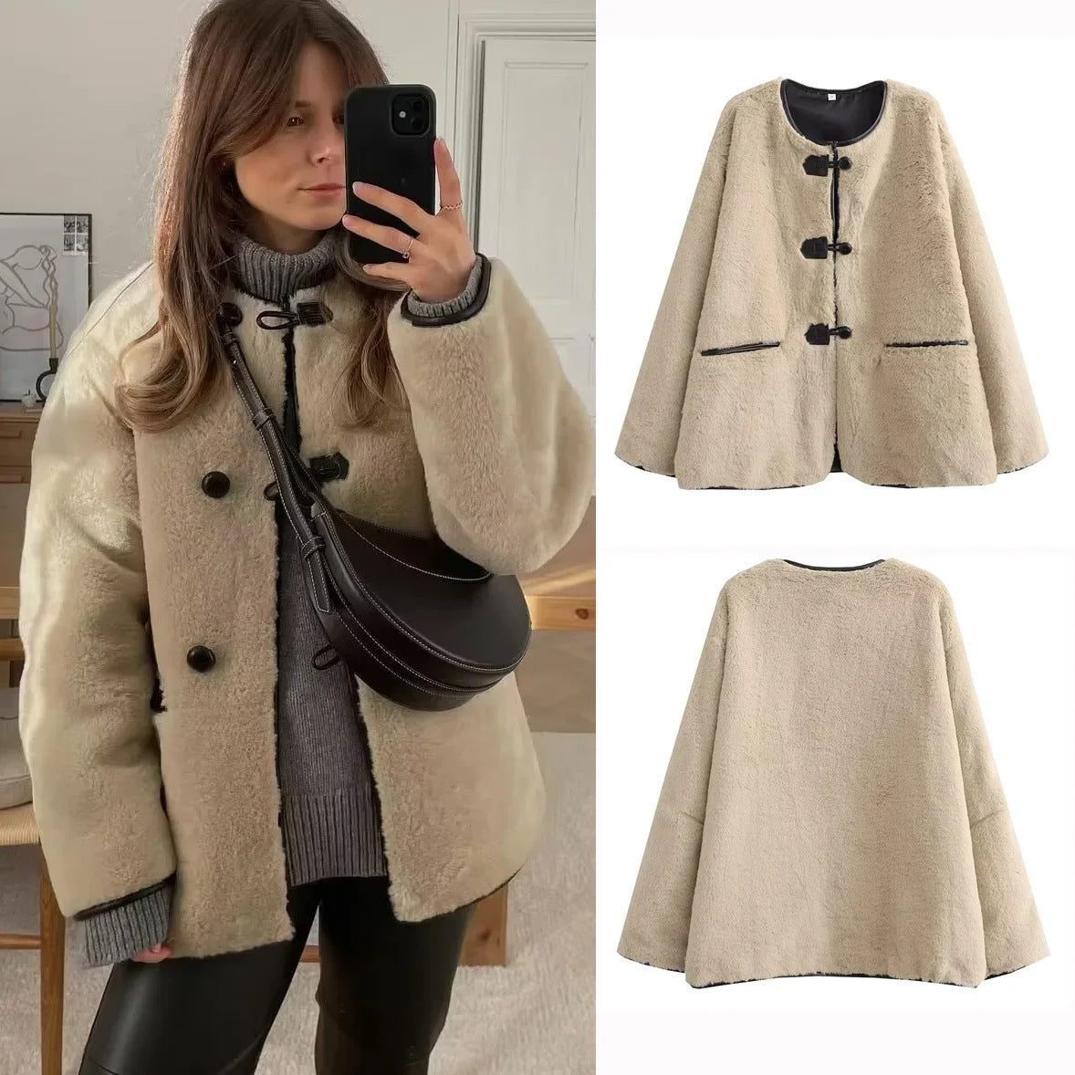 Damen Fleecejacke Kuschelig Mit Taschen Eveloria