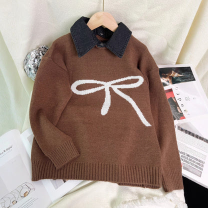Damen Pullover Kuscheliger Schleifenlook Beige